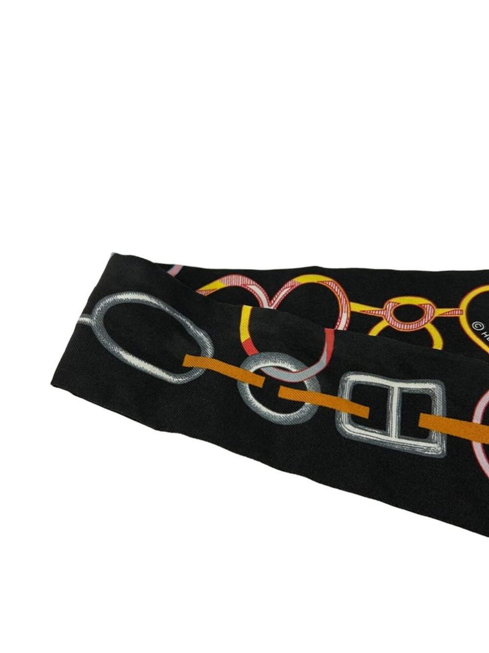 Hermes Scarf Twill Black Multi Ribbon Re Boucles - Picture 8 of 8